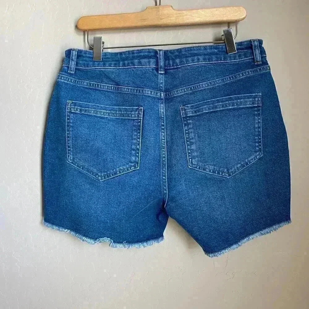 Boden Salcombe Denim Shorts 4"‎ Inseam Frayed Hem Medium Blue Wash Cotton 8 NWT - Picture 8 of 9